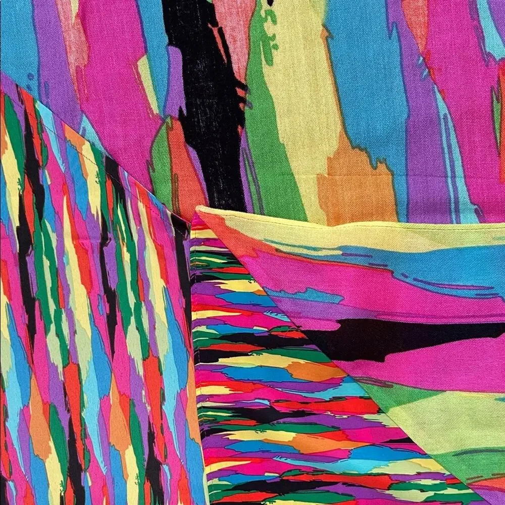 Echo Vibrant Multicolor Abstract Scarf Made With Two Types Of Fabric, Super Fun